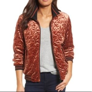 Bernardo Velvet Mahogany Brown Bomber Track Jacket